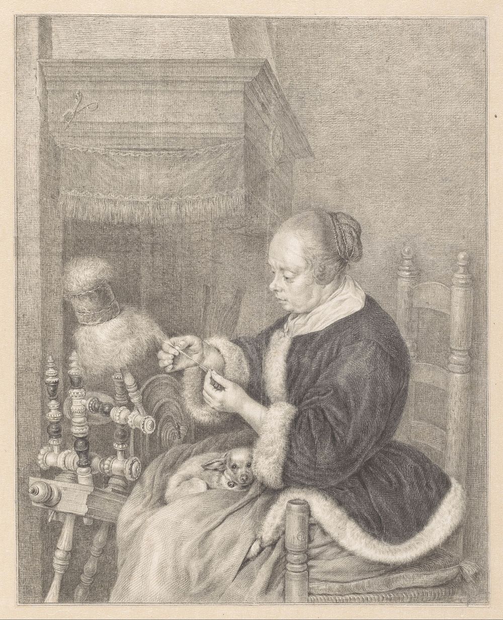 De Spinster (1778) by Abraham Delfos and Gerard ter Borch II