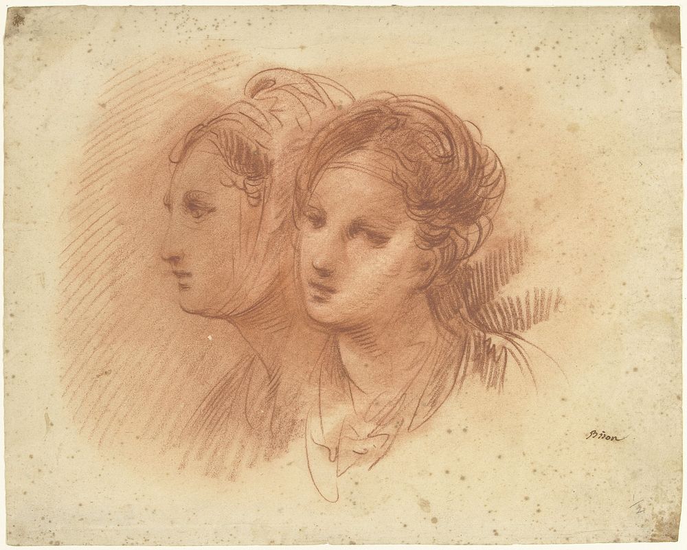 Twee vrouwenkoppen (1772 - 1844) by Giuseppe Bernardino Bison