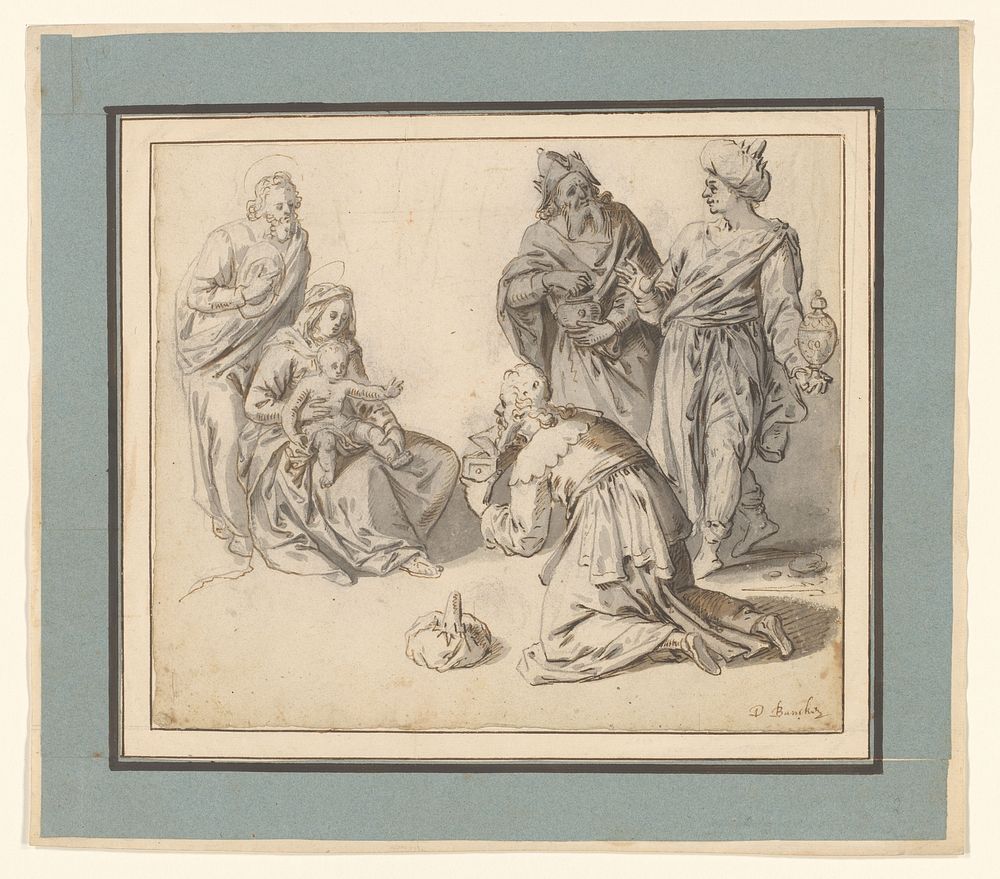 Aanbidding der koningen (1600 - 1699) by Quirinus van Banken