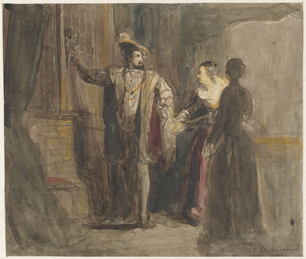 Scène uit het leven van koning Frans I van Frankrijk (1822 - 1880) by Reinier Craeyvanger