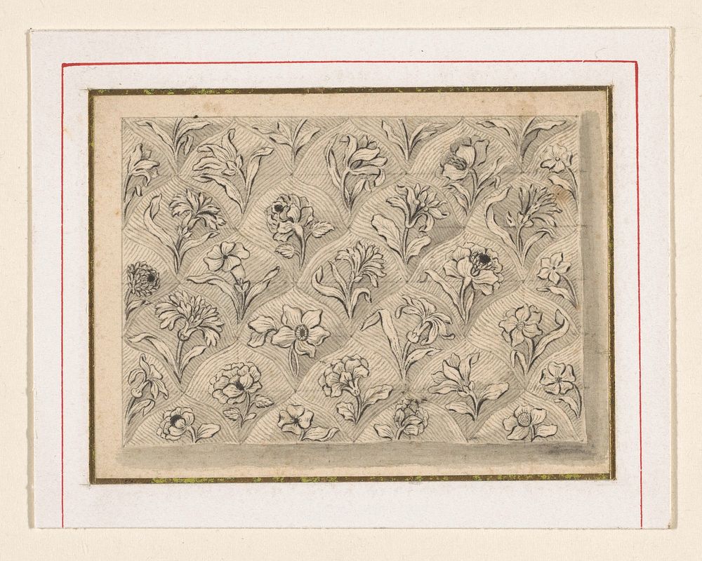 Patroon van ruitvormige vlakken met bloemen (1631 - 1686) by Jacques Vauquer