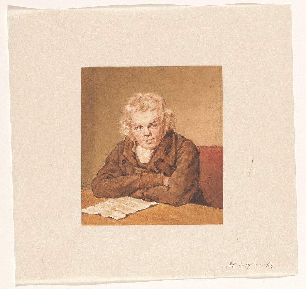 Portret van Lourens van Schaick, zittend lezend aan tafel (1790 - 1852) by Pieter Christoffel Wonder