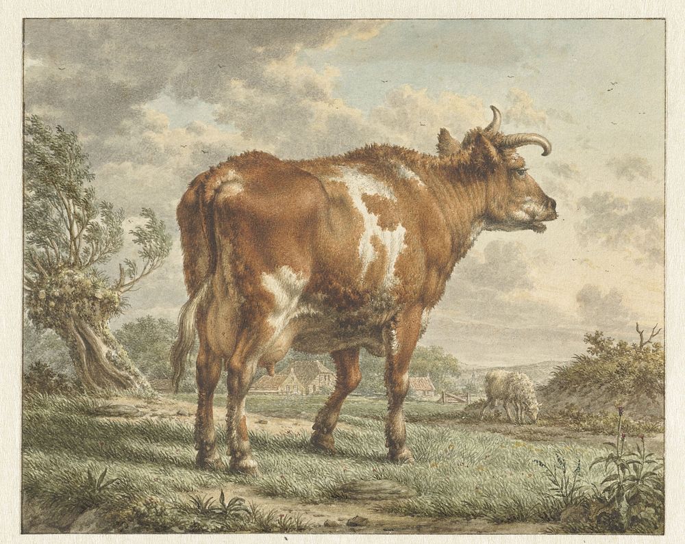 Roodbonte koe in een landschap (1783) by Jacob Cats 1741 1799