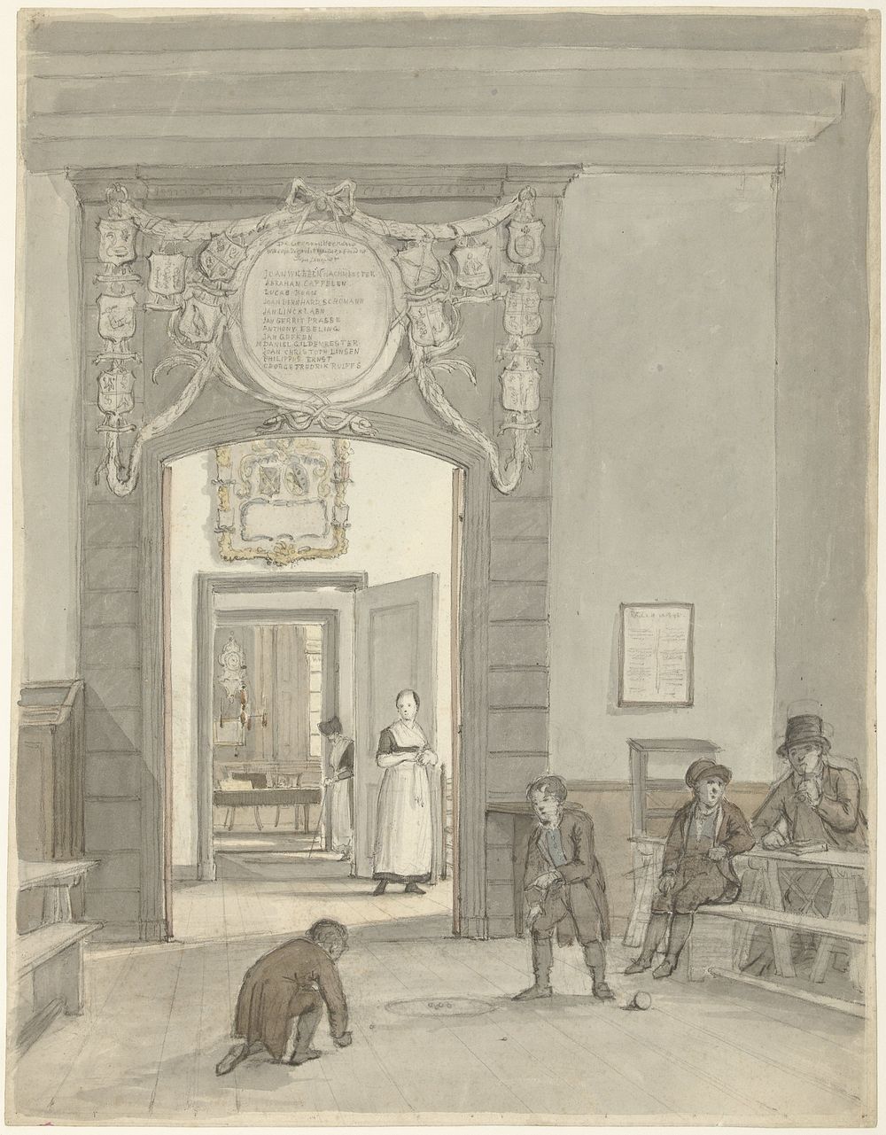 Doorkijk naar de Herenkamer van Evangelisch Lutherse Diaconie en Bestedelingenhuis op de Nieuwe Keizersgracht (1780 - 1836)…