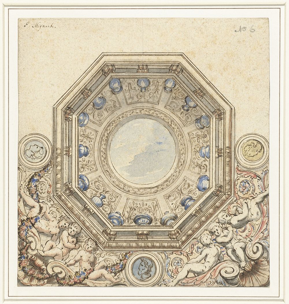 Ontwerp voor een plafond met koepel (1622 - 1695) by Pierre Mignard 1612 1695