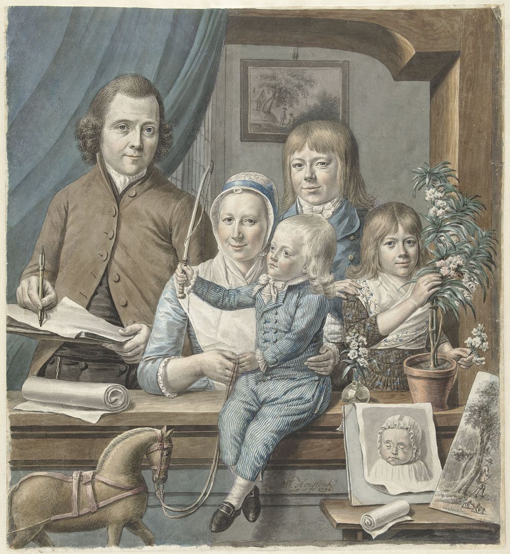 De kunstenaar zelf en zijn gezin (1796) by Warner Horstink