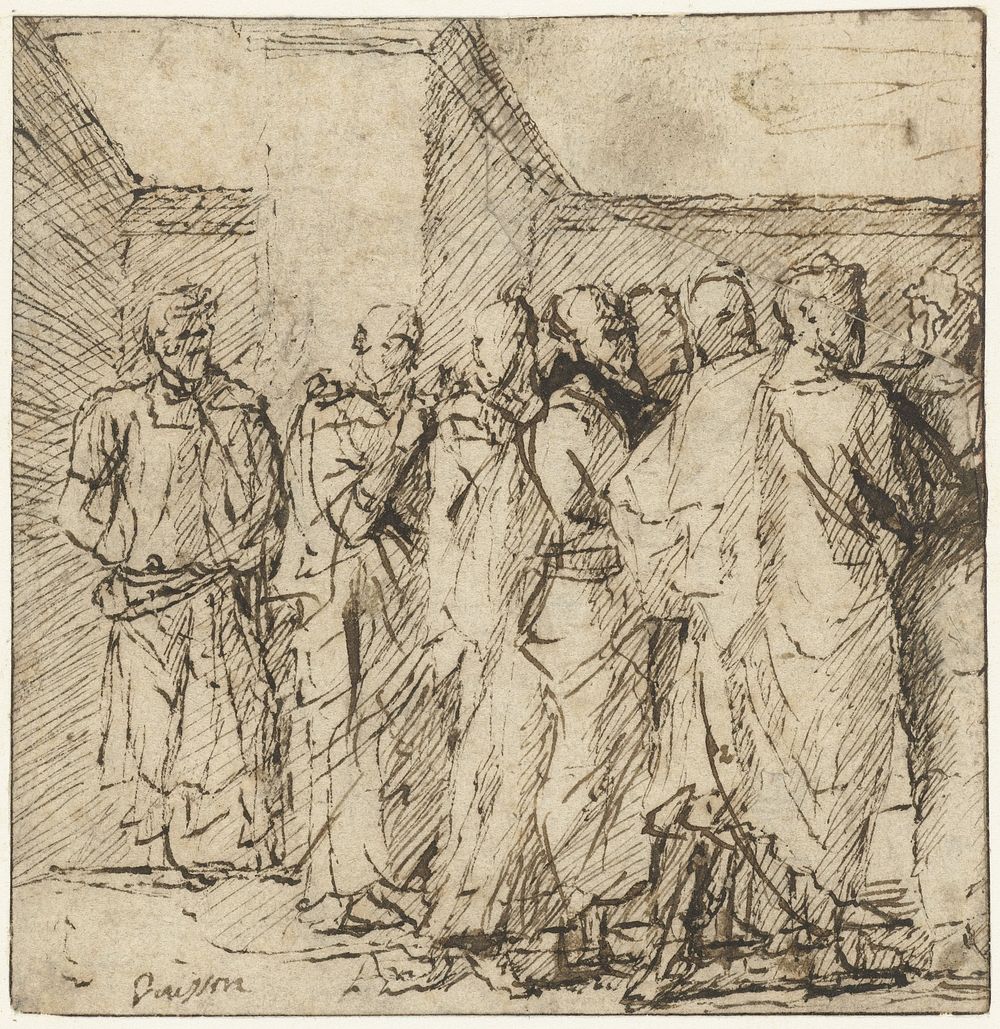 Studie voor de wijding der Apostelen (1642 - 1644) by Nicolas Poussin