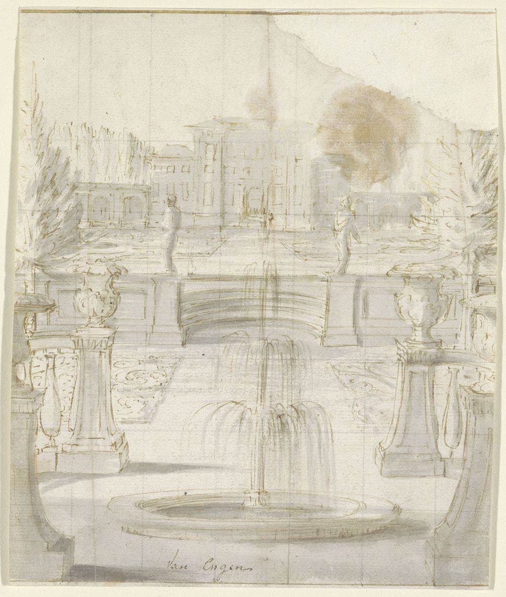 Tuinlandschap met landhuis (1600 - 1800) by van Engen