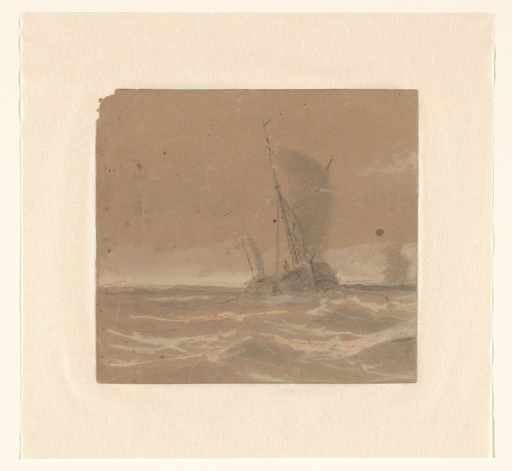 Zeilend vissersschip (1843 - 1911) by Johannes Huygens