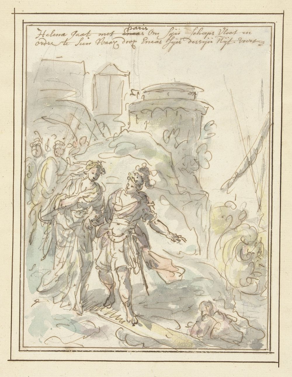 Helena met Paris onderweg naar de vloot (1677 - 1755) by Elias van Nijmegen