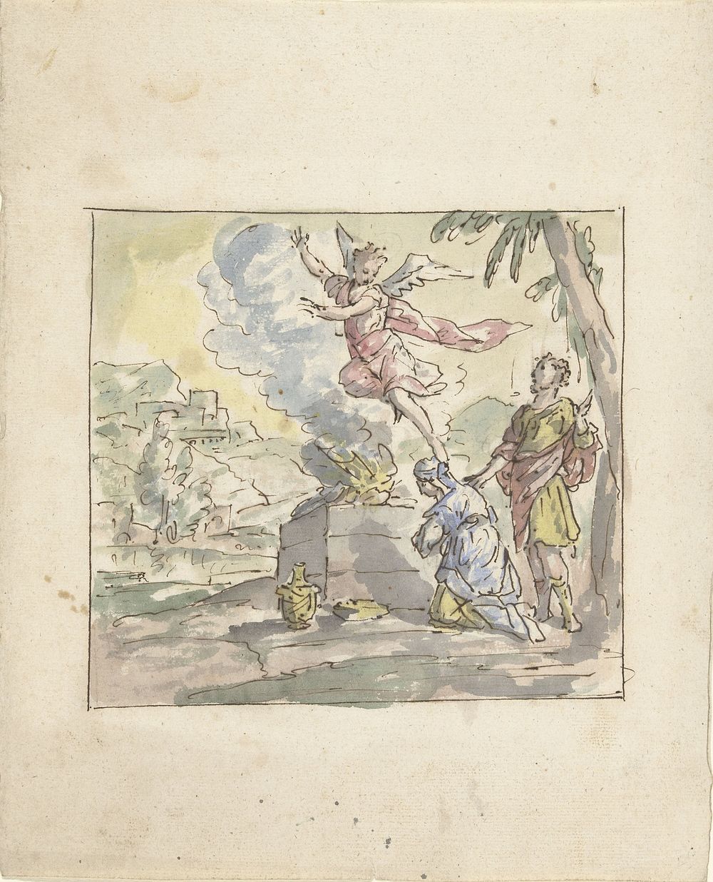 Het offer van Manoach (1677 - 1755) by Elias van Nijmegen