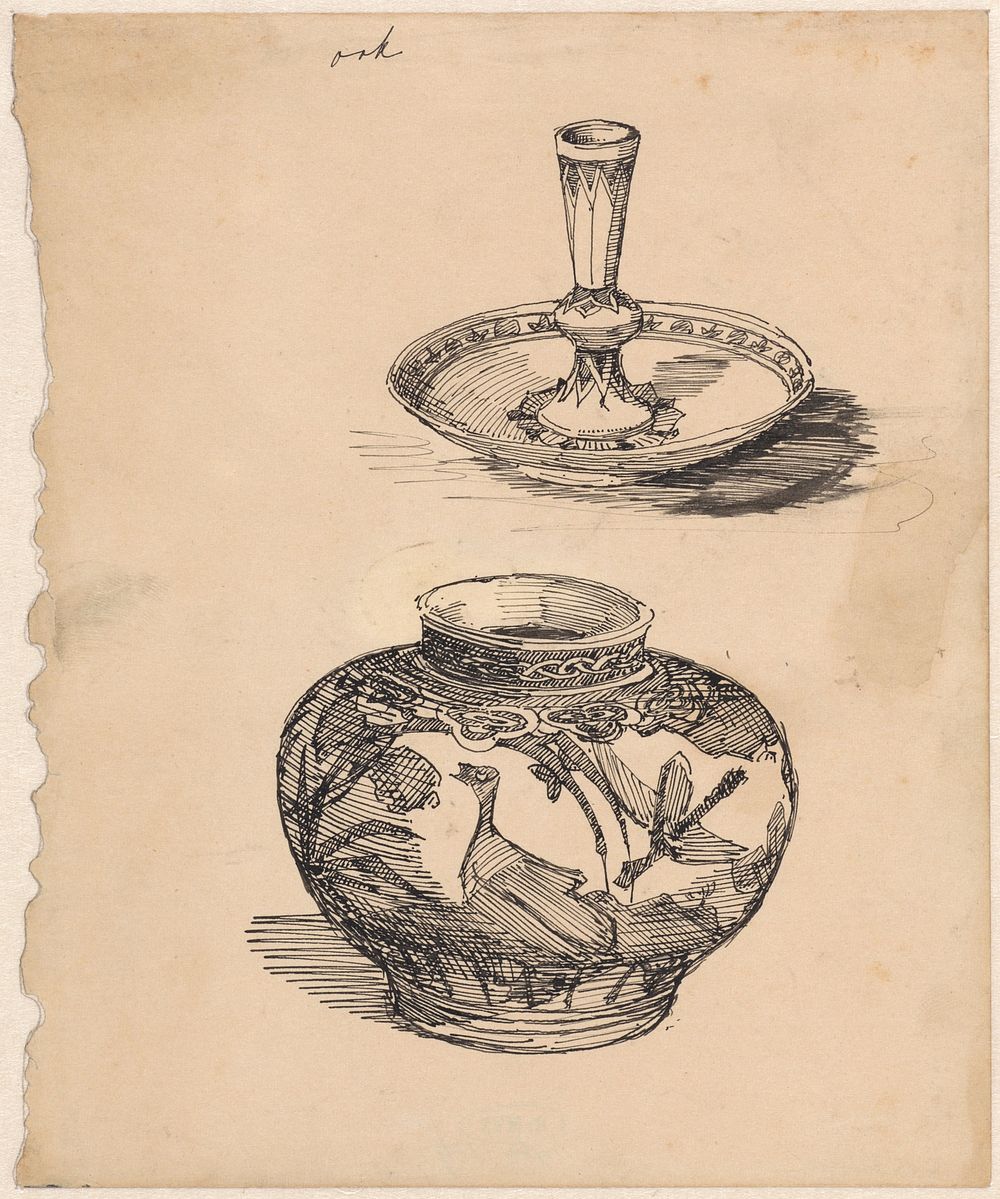 Twee stuks Perzisch aardewerk (1876 - 1951) by Theo Nieuwenhuis