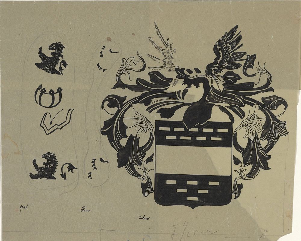 Ontwerp voor wapenschild voor Barnaert of Oem van Wijngaarden (1874 - 1945) by Carel Adolph Lion Cachet