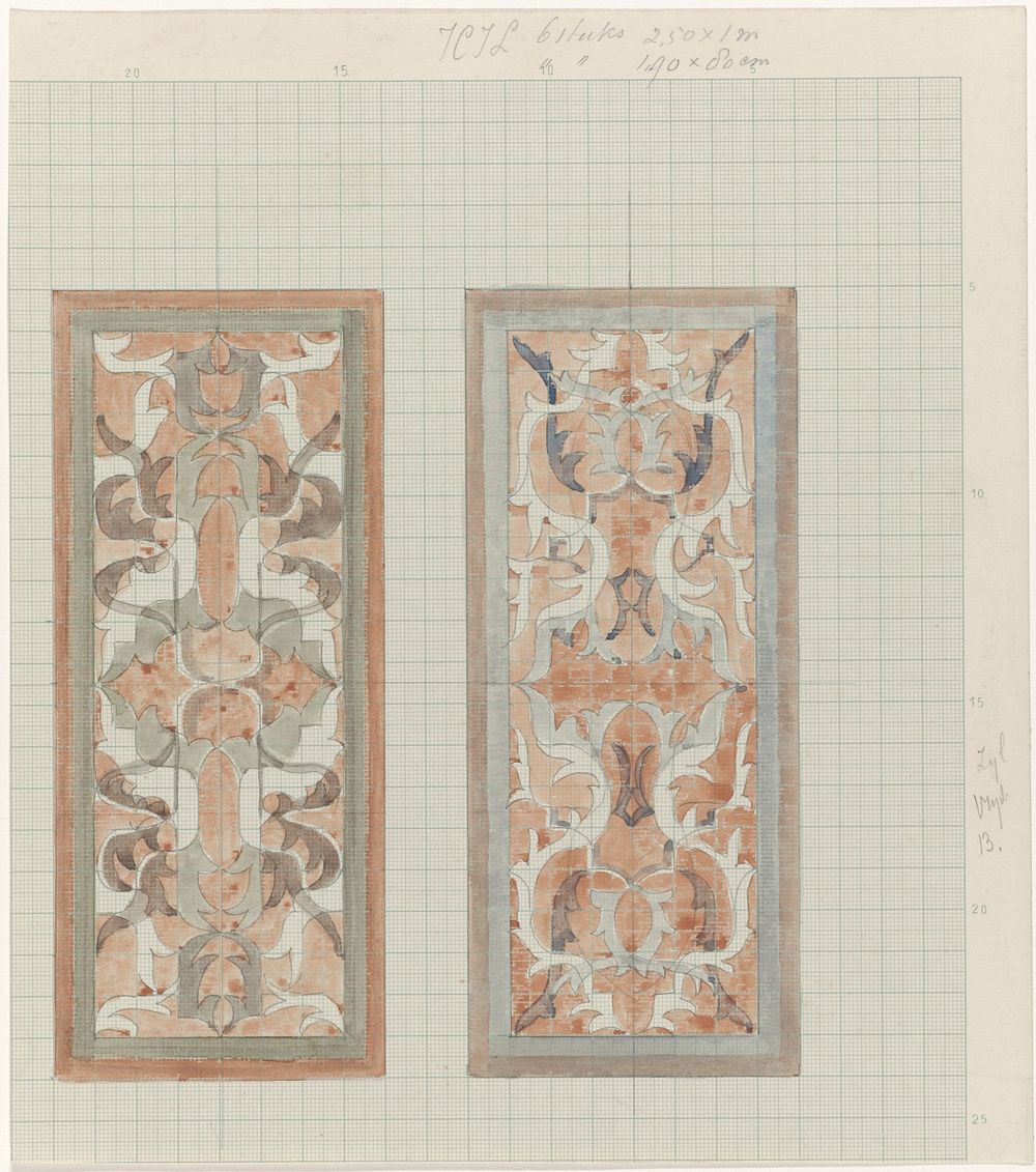 Twee decoratieve ontwerpen (1874 - 1945) by Carel Adolph Lion Cachet