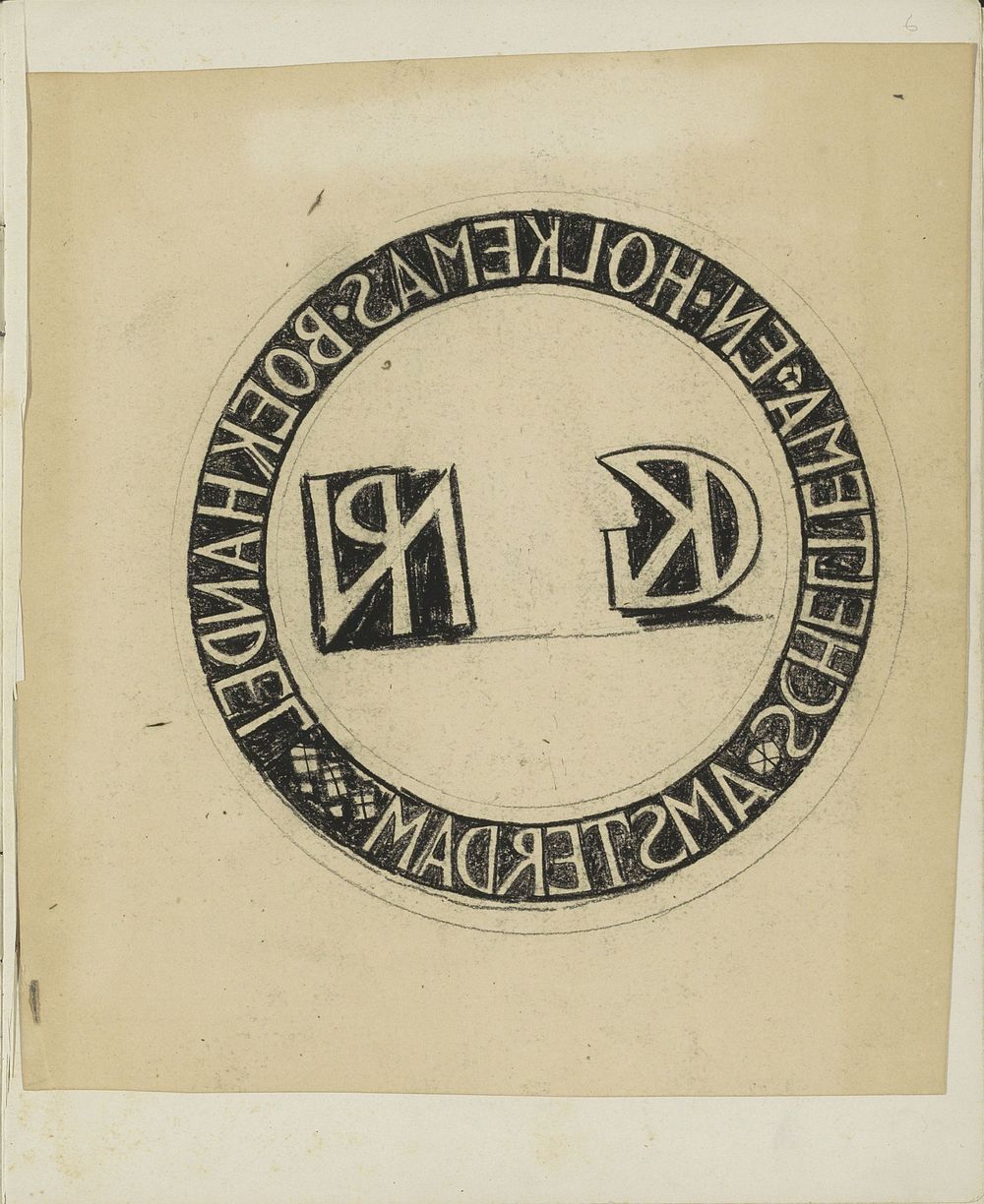 Ontwerp voor een logo voor boekhandel Scheltema en Holkema te Amsterdam (1876 - 1924) by Gerrit Willem Dijsselhof