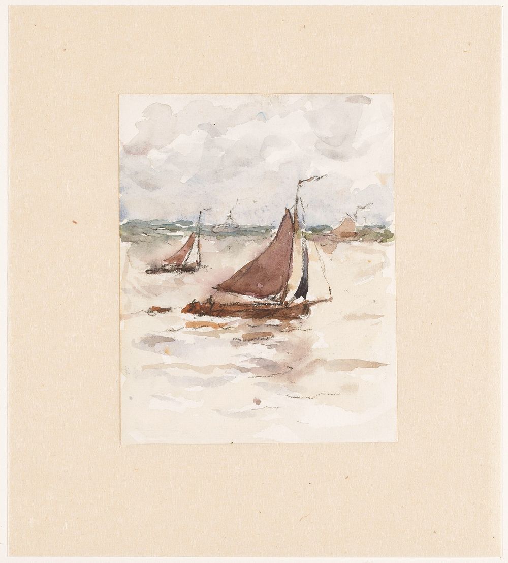 Zeilende vissersschepen op de Schelde (1851 - 1924) by Carel Nicolaas Storm van s Gravesande