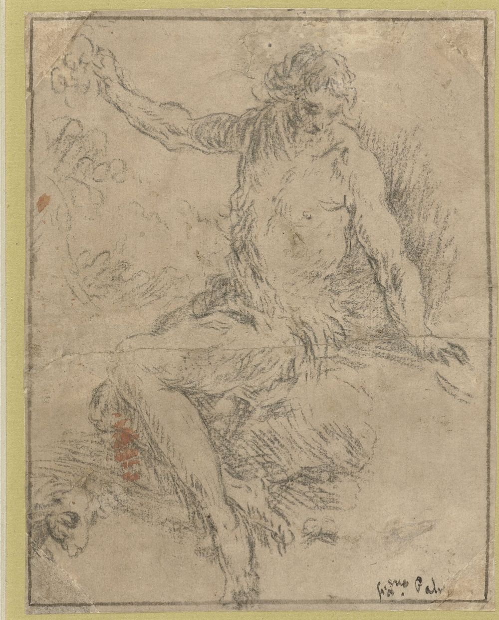 Zittende Johannes de Doper (1560 - 1640) by Jacopo Palma il Giovane and anonymous
