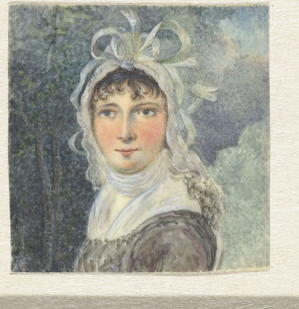 Vrouwenportret met een muts met strikken (1786 - 1839) by Pieter Gerardus van Os