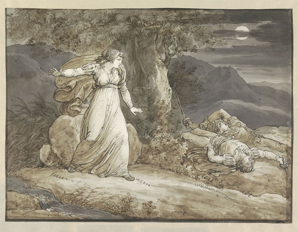 Colma Discovering the Dead Bodies of Salgar and her Brother (1809) by Bartolomeo Pinelli