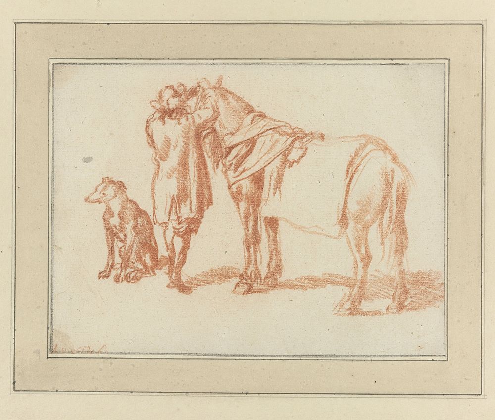 Ruiter naast een paard en een hond (1646 - 1672) by Adriaen van de Velde