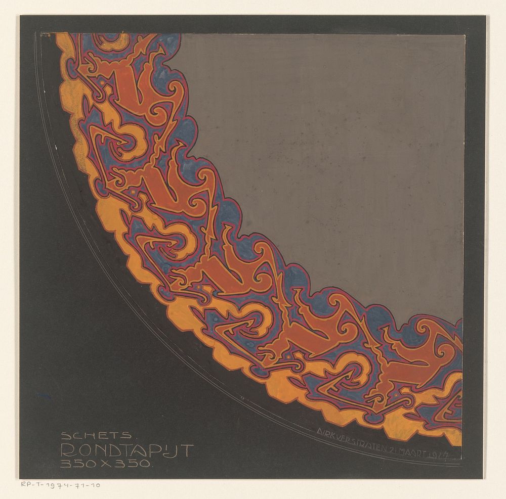 Ontwerp voor een rond tapijt (1927) by Dirk Verstraten and t Woonhuys