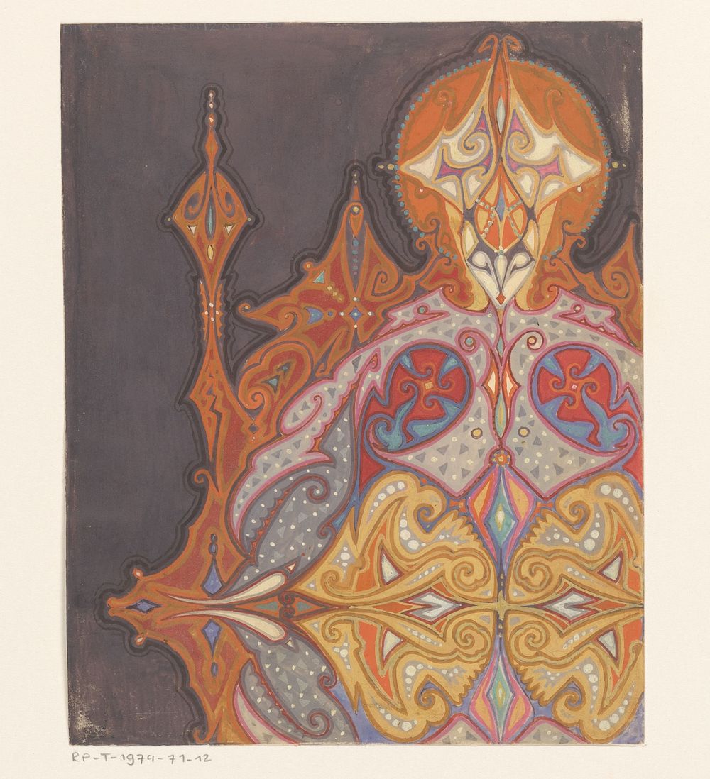 Ontwerp voor een tapijt met een fantasiefiguur (1920 - 1930) by Dirk Verstraten and t Woonhuys