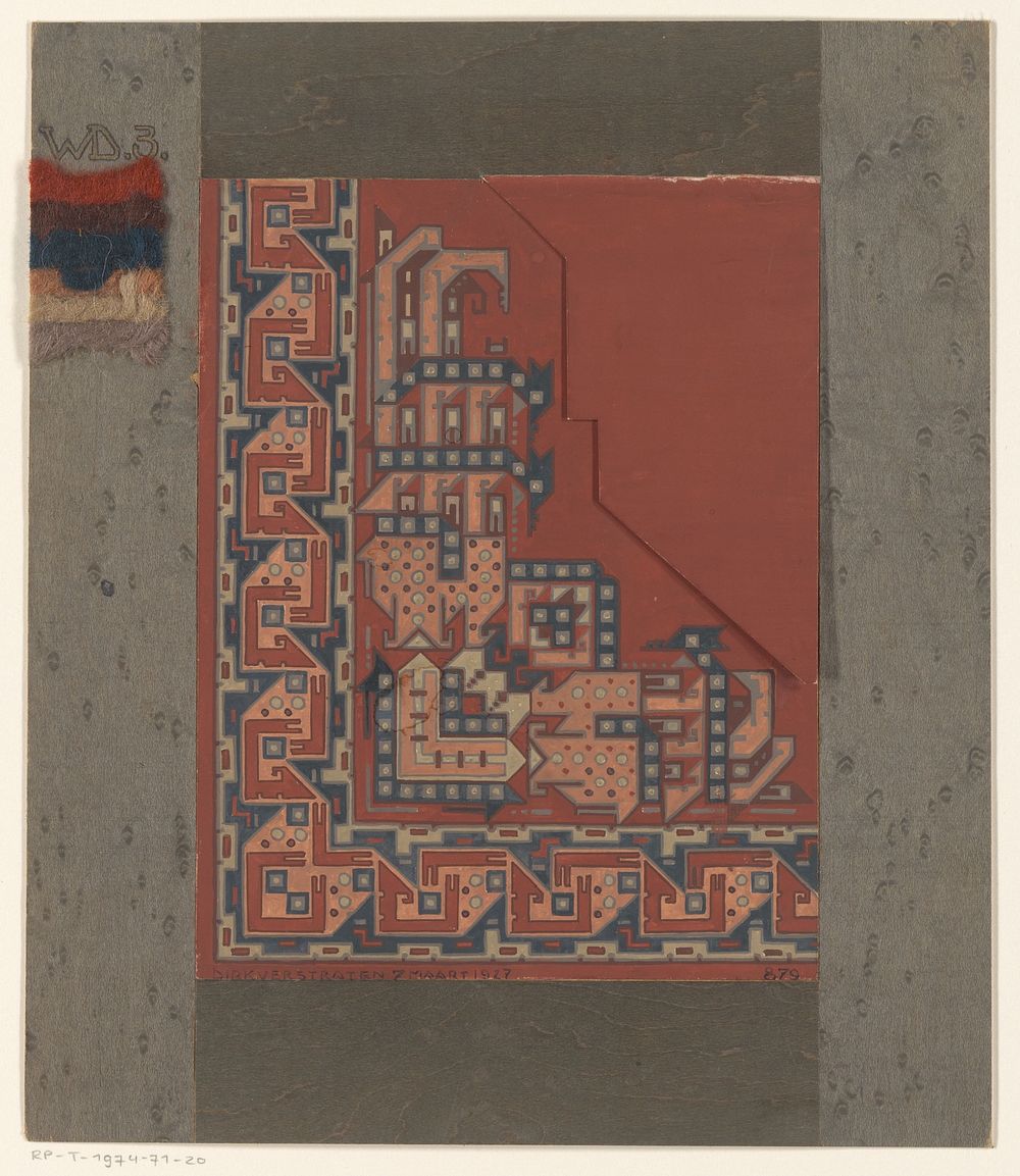Ontwerp voor een tapijt met geometrisch patroon (1927) by Dirk Verstraten and t Woonhuys