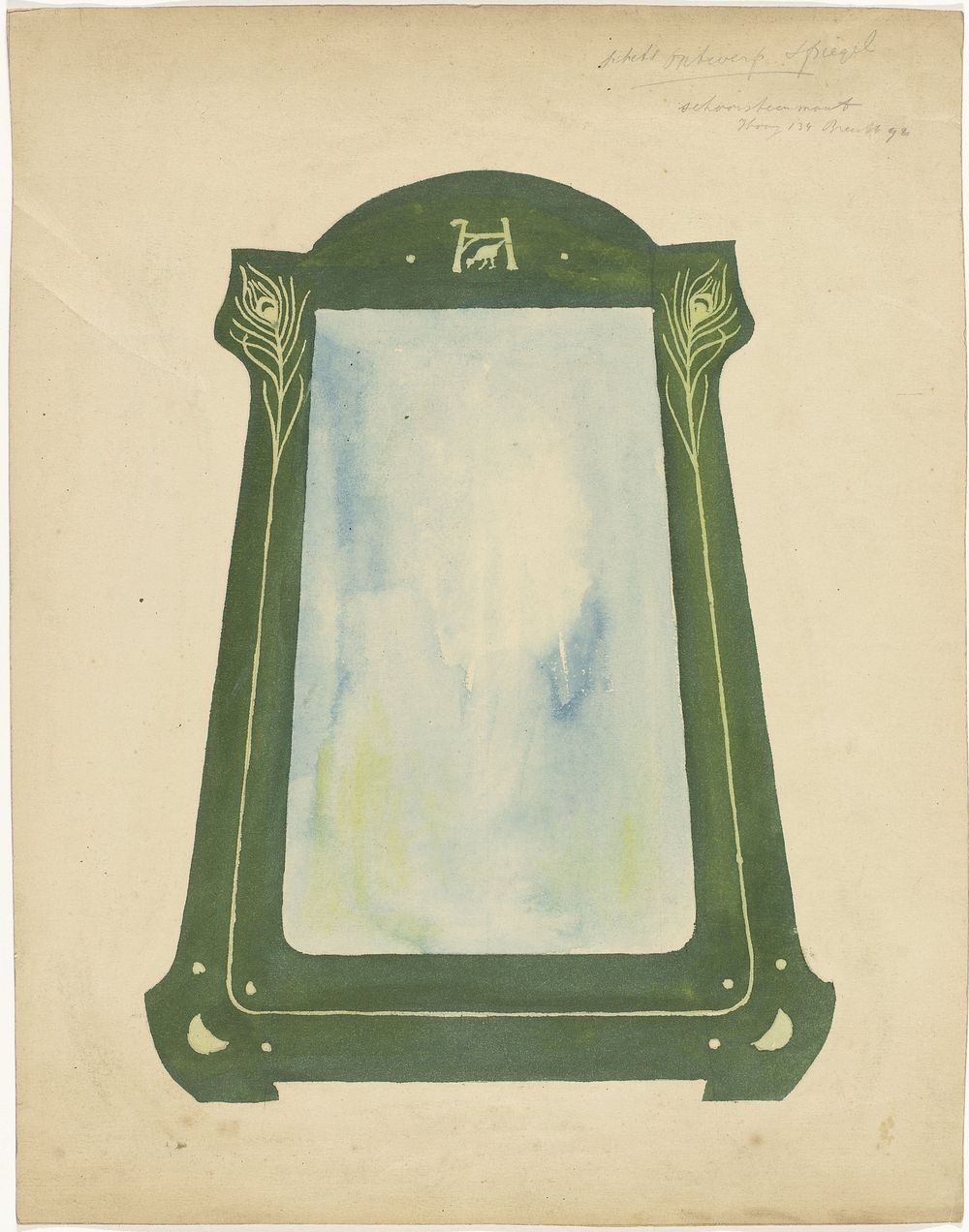 Ontwerp voor een spiegel (1887 - 1911) by Gust van de Wall Perné