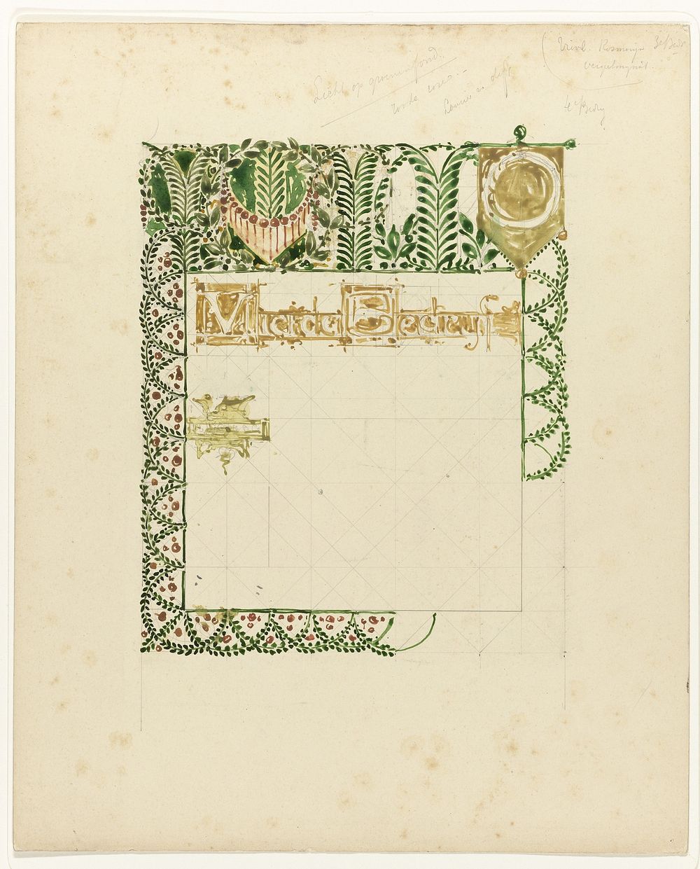Ontwerp voor tekst Vierde Bedrijf met ornamenten (1908 - 1937) by Bernard Willem Wierink