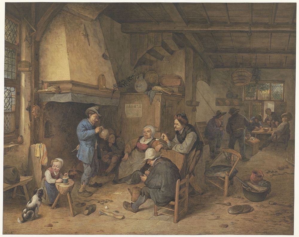 Boerengezelschap binnenshuis (1868) by Hendrik Abraham Klinkhamer and Adriaen van Ostade