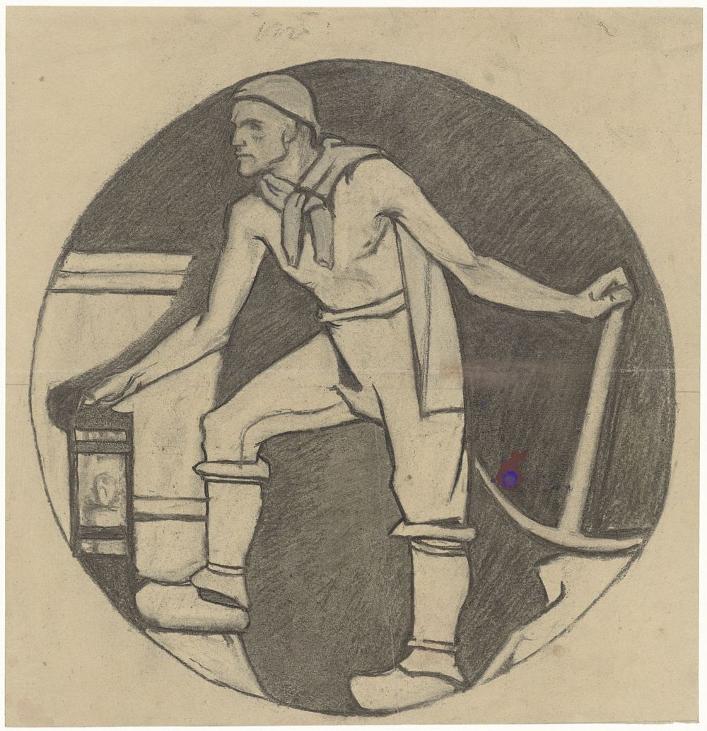Mijnwerker met lamp en houweel (1878 - 1938) by Richard Nicolaüs Roland Holst
