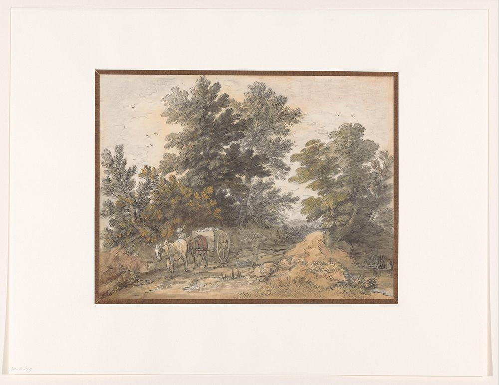 Landweg met geboomte en boerenkar (1765 - 1769) by Thomas Gainsborough