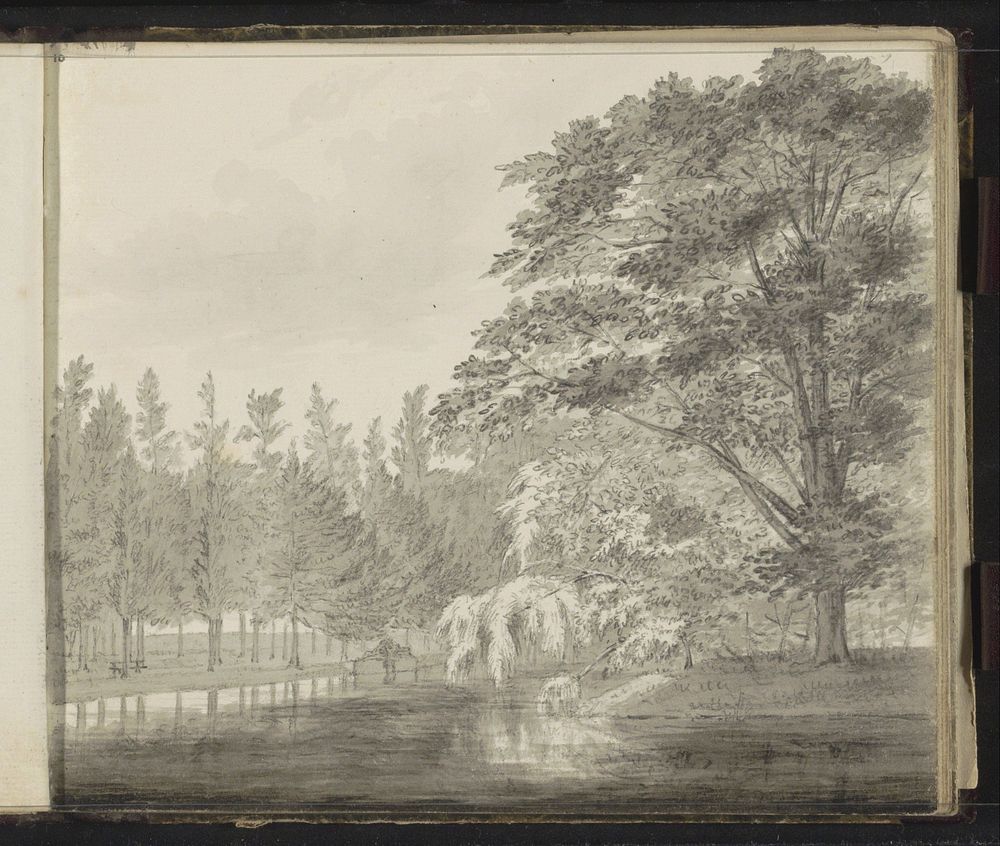 Bomen aan een waterkant (1820 - 1872) by Hendrik Abraham Klinkhamer