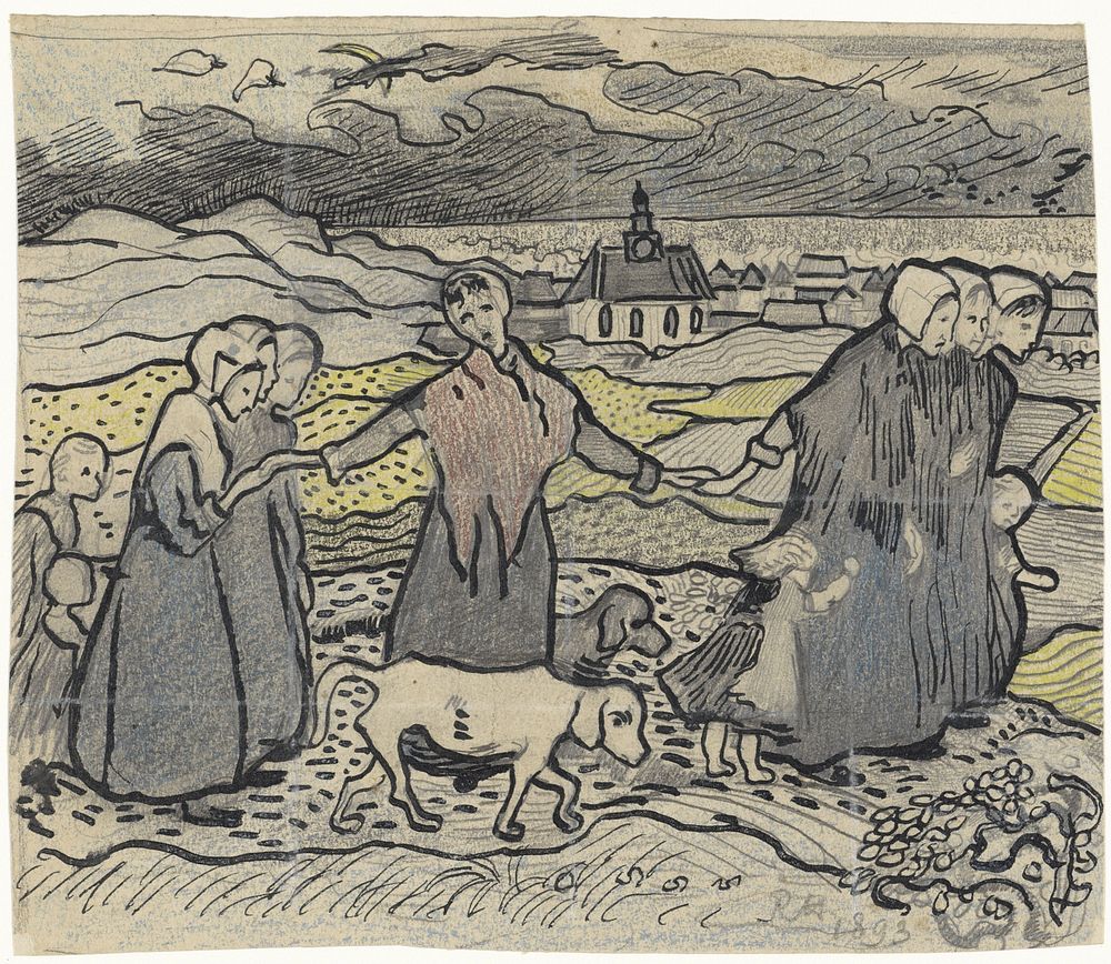 Vissersvrouwen in de duinen (1893) by Richard Nicolaüs Roland Holst