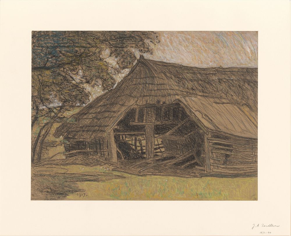 Vervallen schuur (1917) by Jan Adam Zandleven