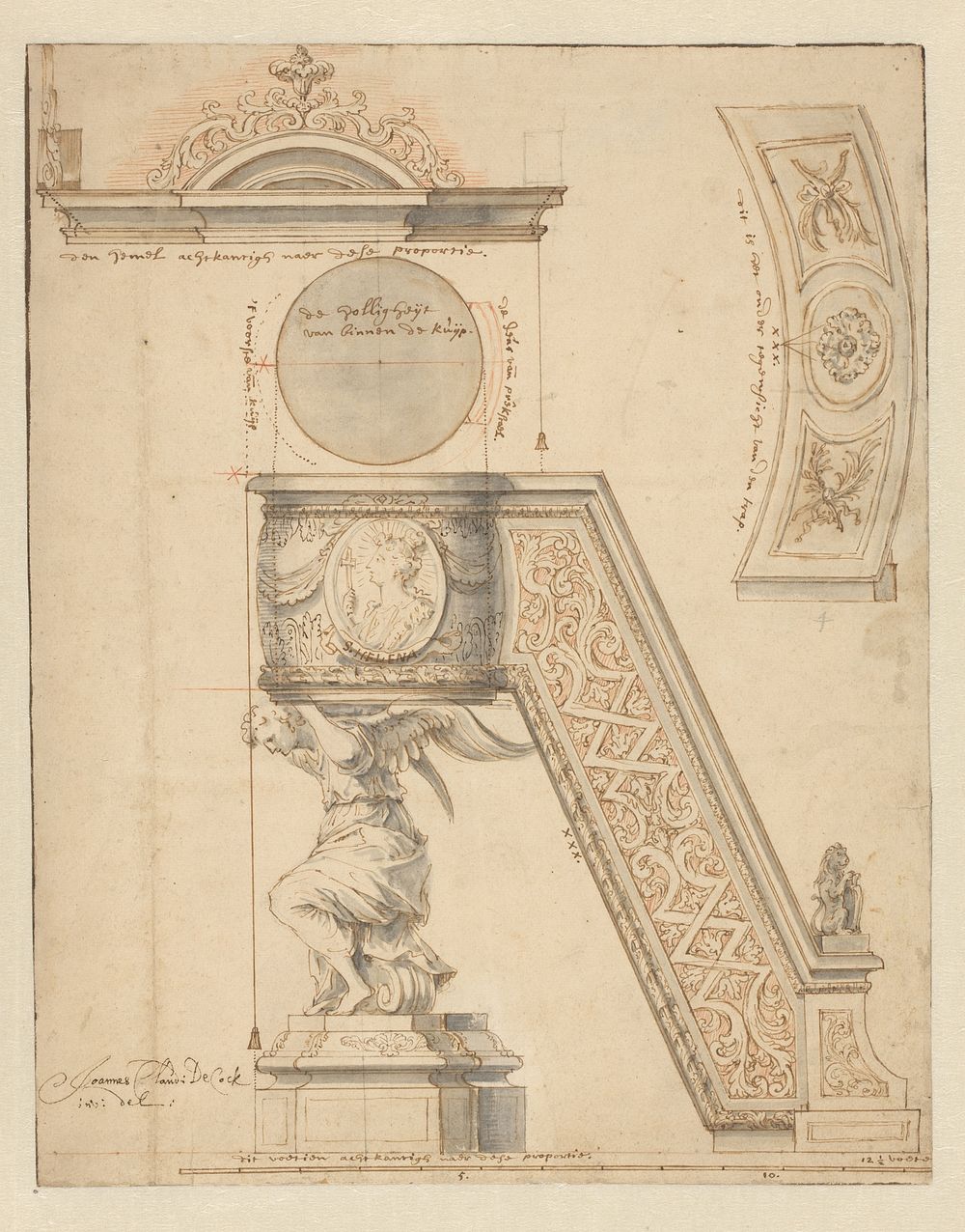 Ontwerp voor een preekstoel (1678 - 1736) by Jan Claudius de Cock