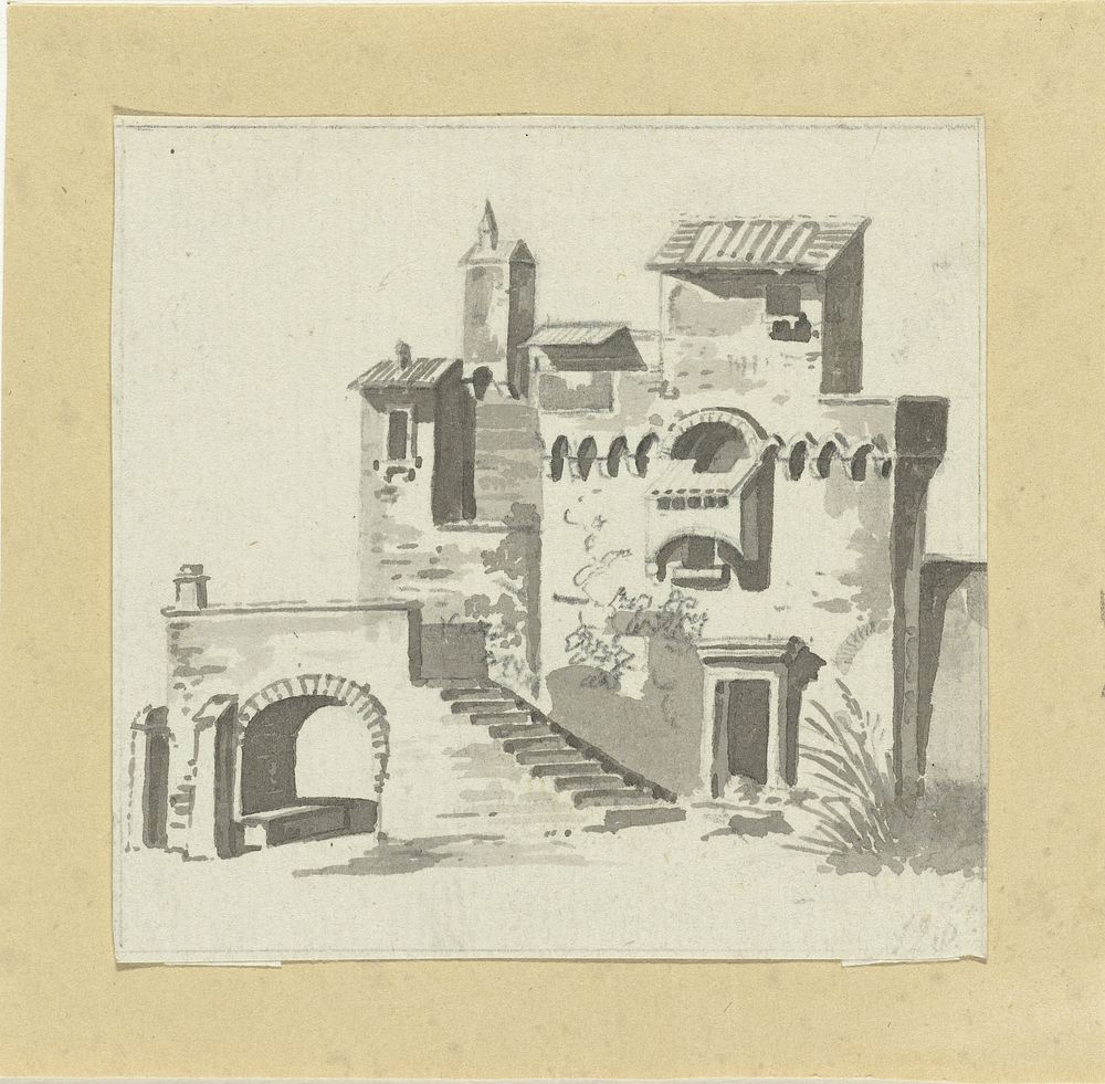 Gebouw bij een poort (1779 - 1819) by Pieter Gaal