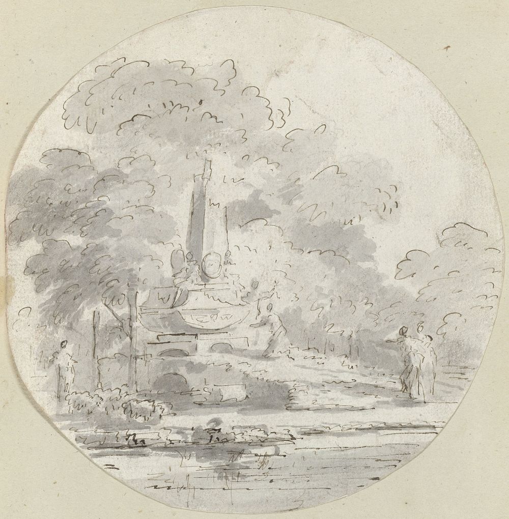Grafmonument in landschap (c. 1700 - c. 1799) by anonymous