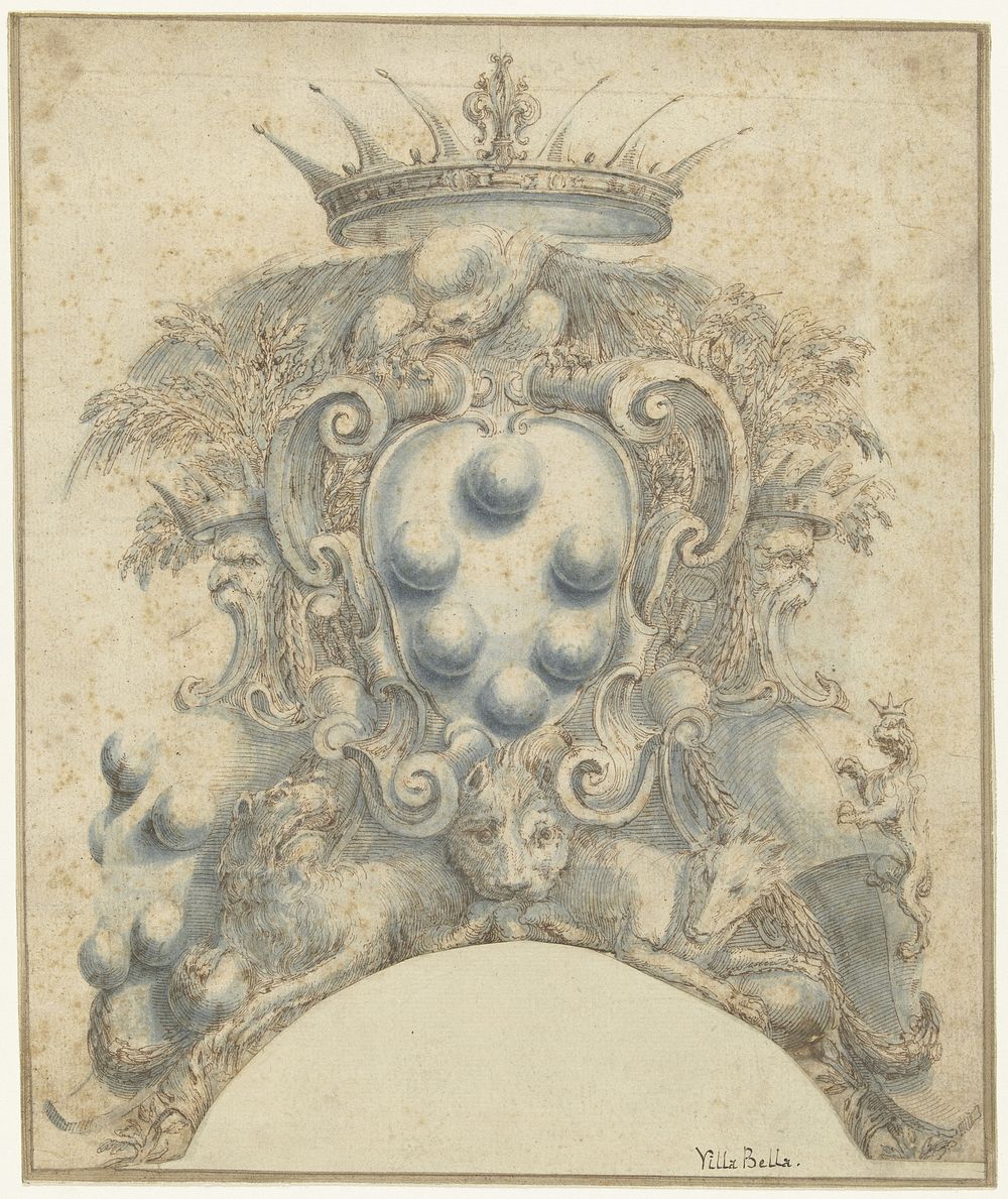 Wapen van de familie Medici (after 1649 - 1664) by Stefano della Bella