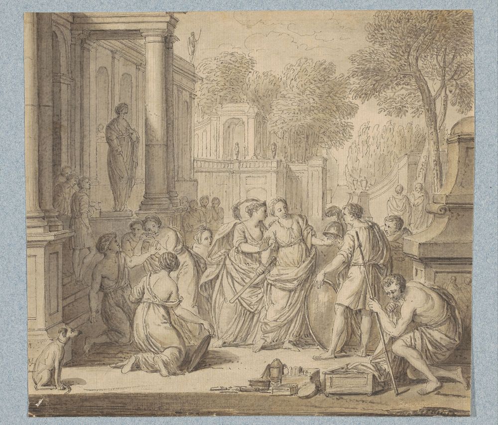 Achilles en de dochters van Lycomedes (?) (in doos met 43 tekeningen) (1703 - 1775) by Louis Fabritius Dubourg
