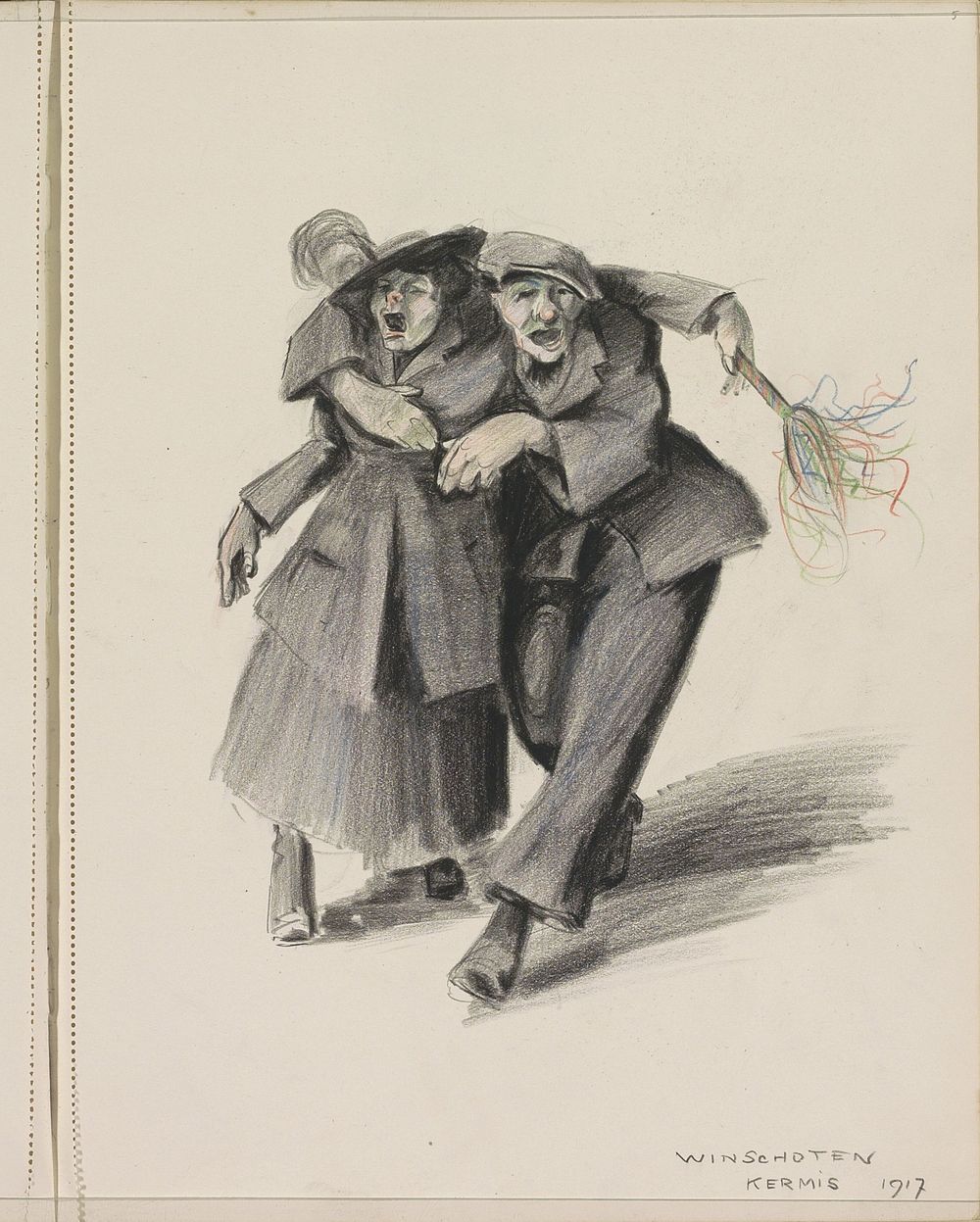 Dronken paar op de Kermis van Winschoten (1917) by Otto Verhagen I