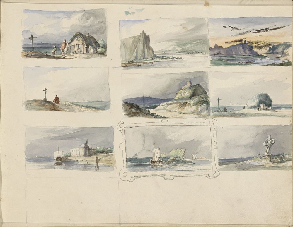 Negen berg- en rivierlandschappen (1840 - 1845) by Johannes Tavenraat
