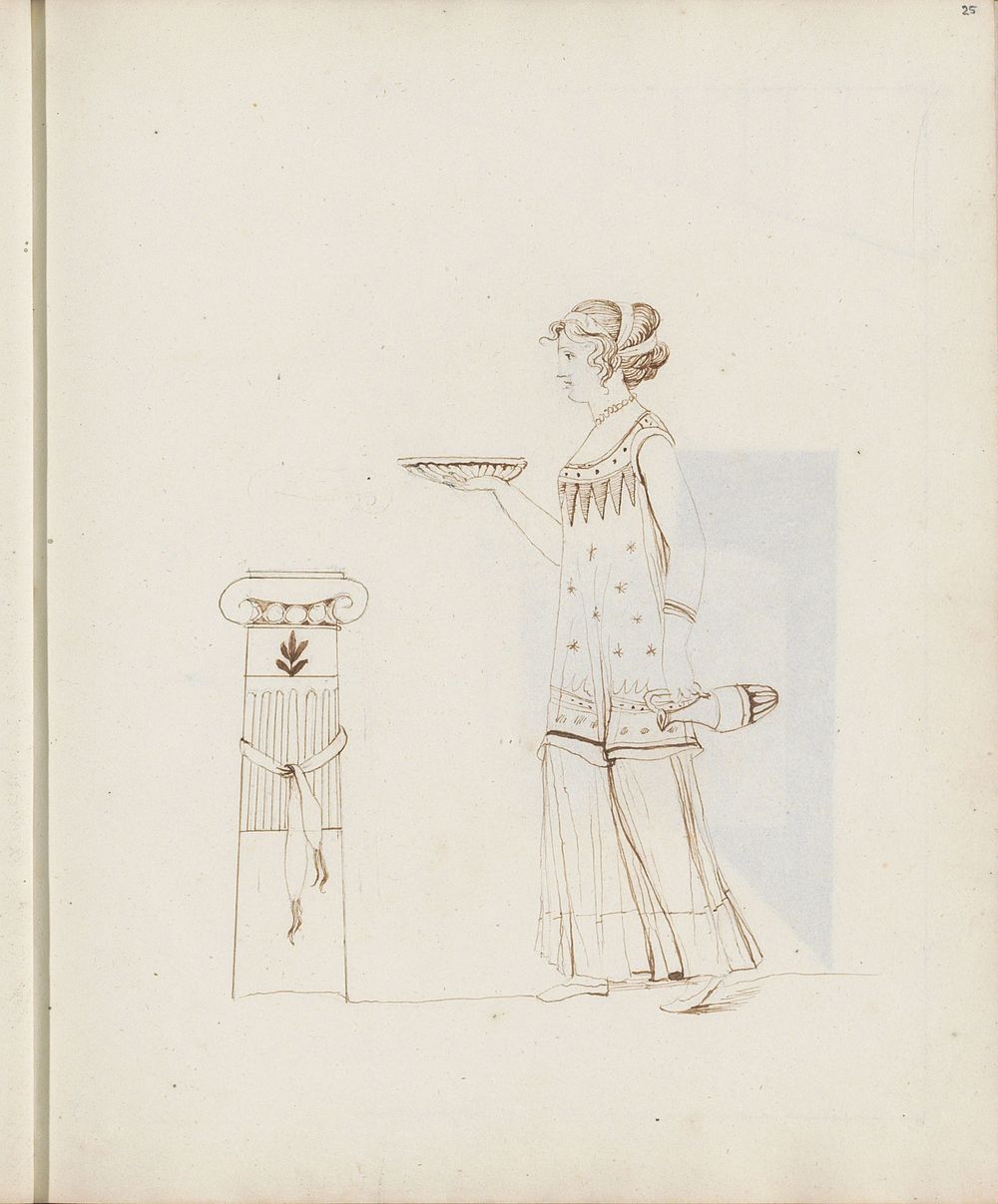 Vrouw met een schaal en kan bij een altaar (1813) by Catharina Kemper and jonkvrouw Elisabeth Kemper