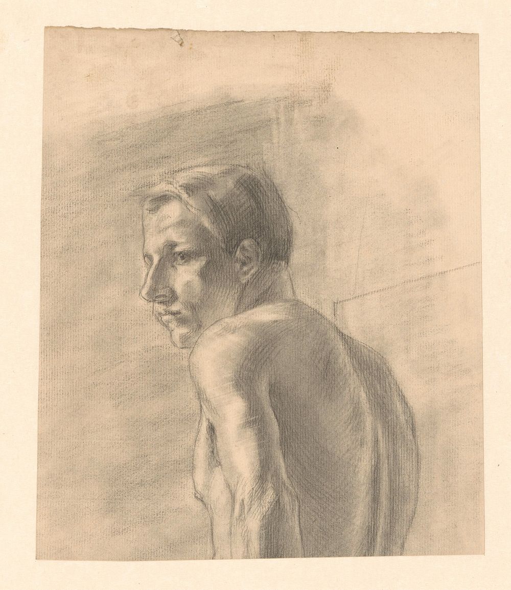 Mannelijk naakt, ten halven lijve, naar links (1868 - 1940) by Johan Braakensiek