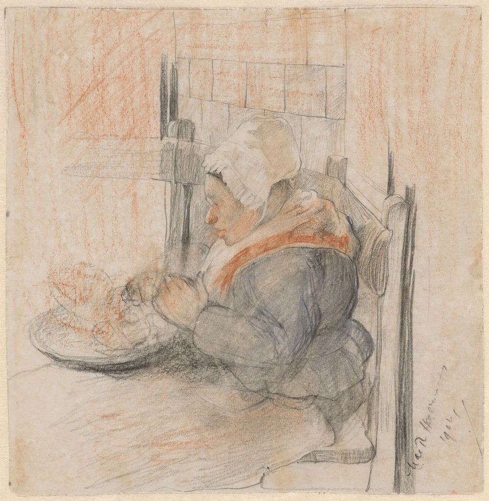 Boerenvrouw aan tafel (1904) by Marie de Roode Heijermans