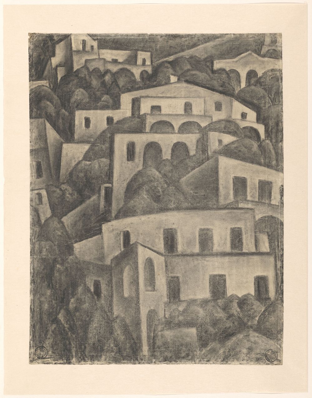 Gezicht op Positano (1924) by Leo Gestel