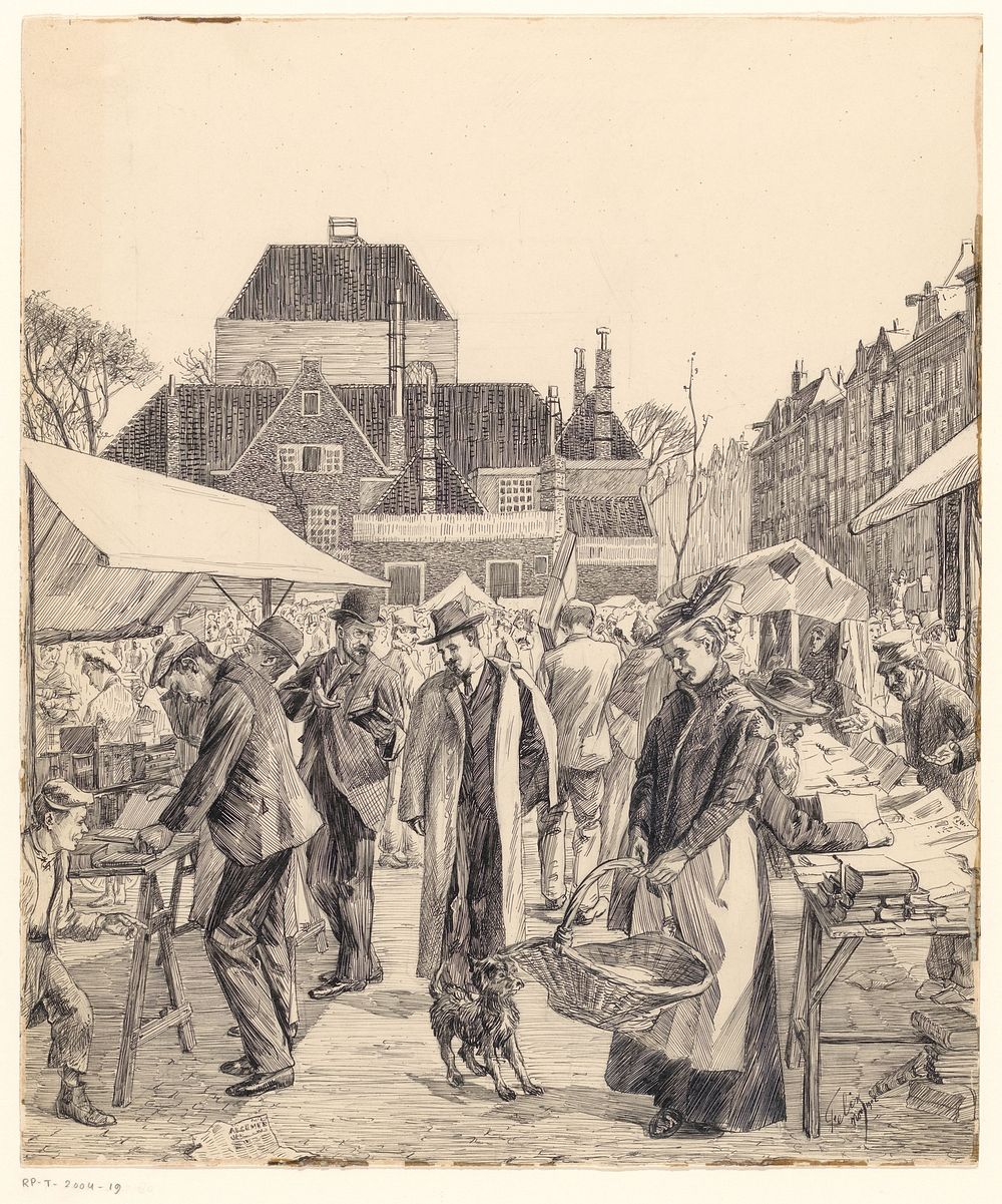 Boekenmarkt op het Amstelveld (1902)
