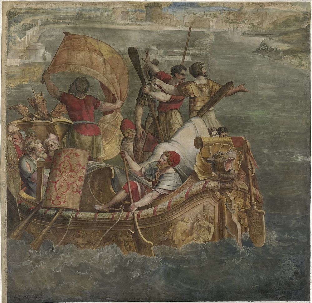 Landing van Scipio Africanus bij Carthago (c. 1555) by Michiel Coxie I and anonymous