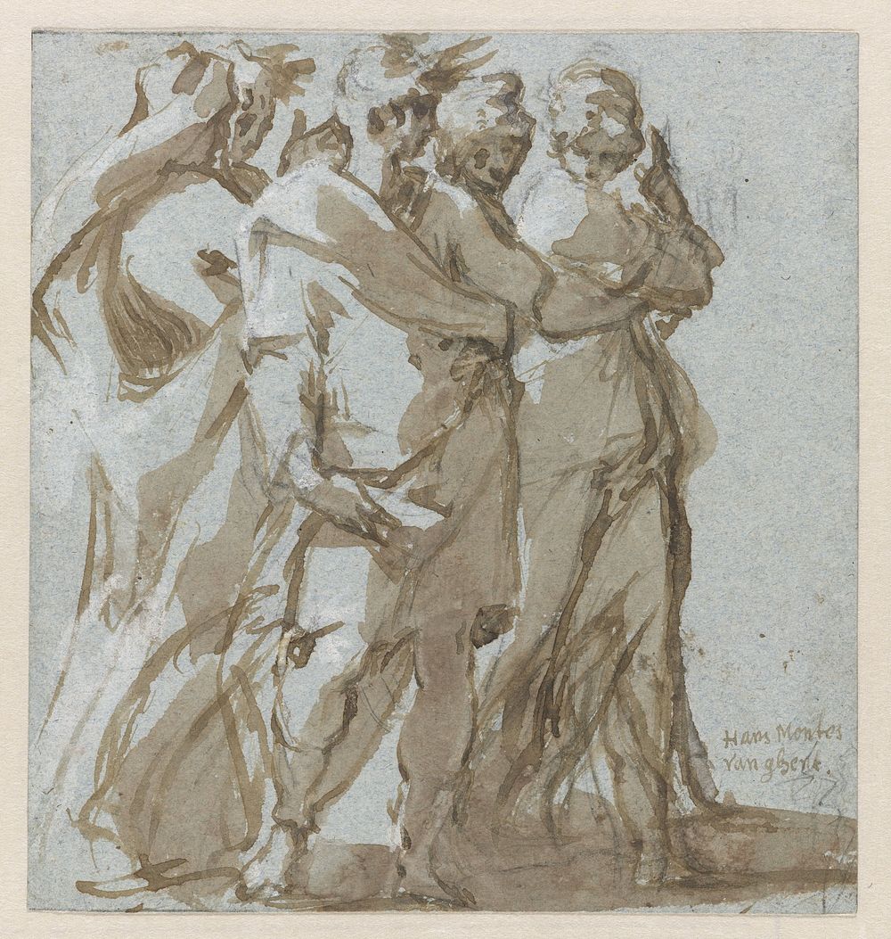 Vijf staande figuren (c. 1550 - c. 1600) by Hans Mont