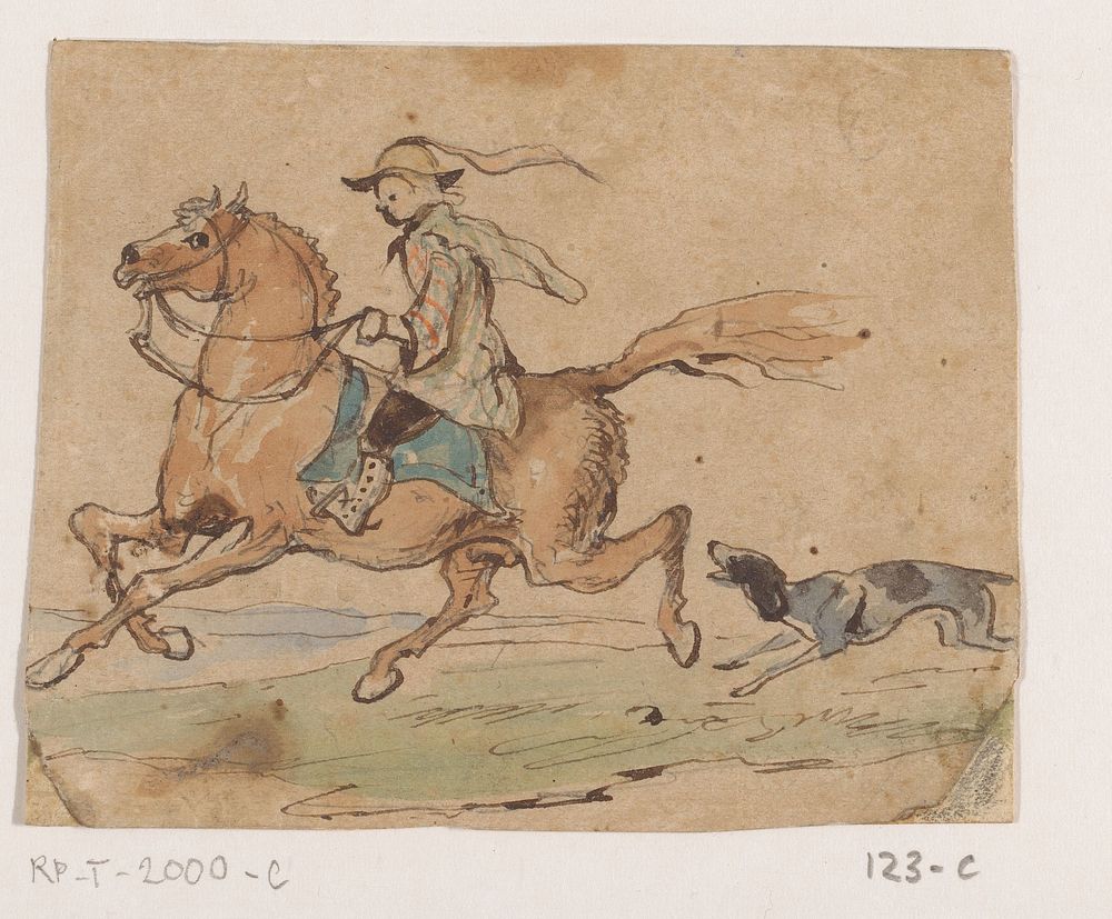 Ruiter op galoperend paard (1849) by Johannes Tavenraat